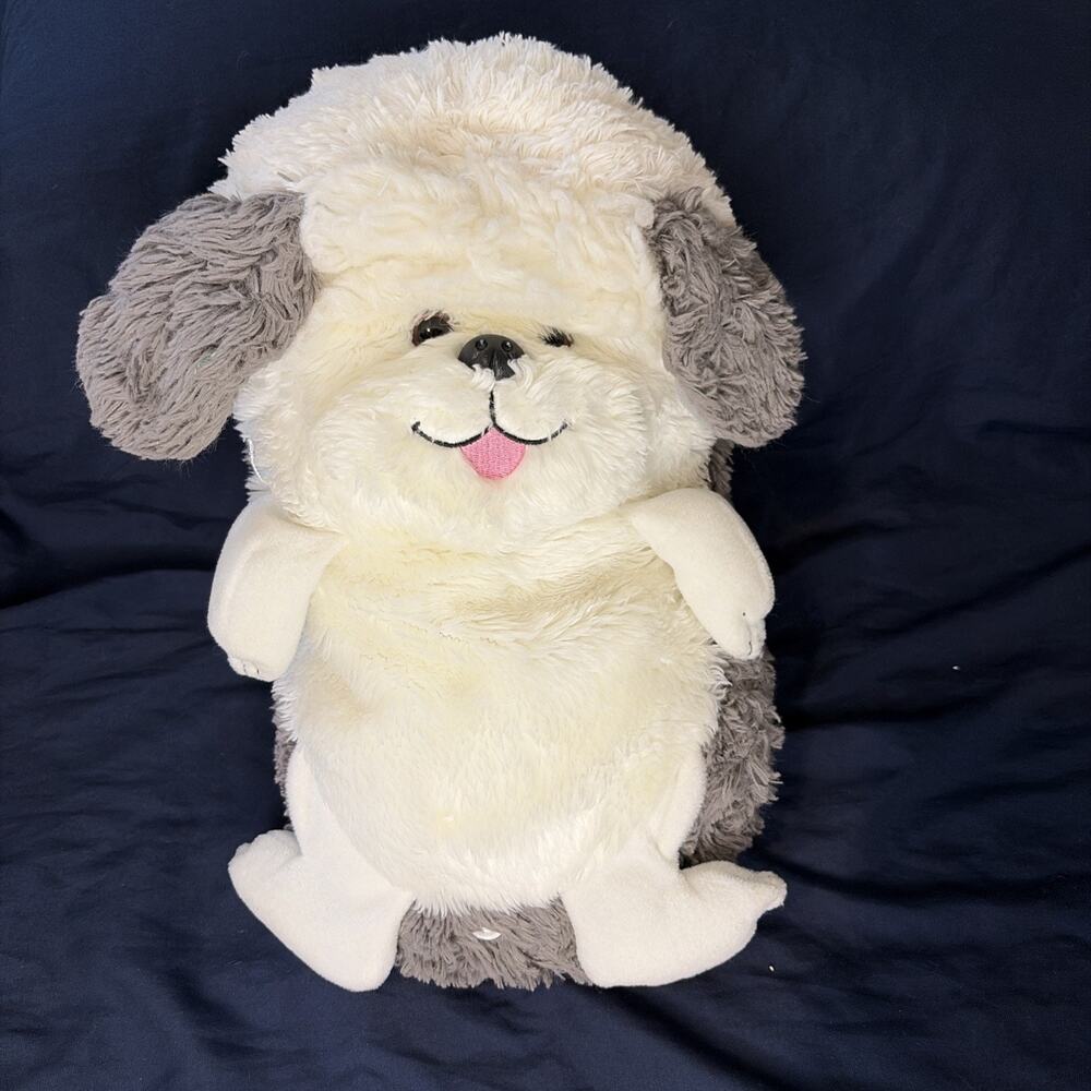 Hideaway Pets Jay at Play Sheepdog Plush Stuffed Toy Folds Up White Gray 13”